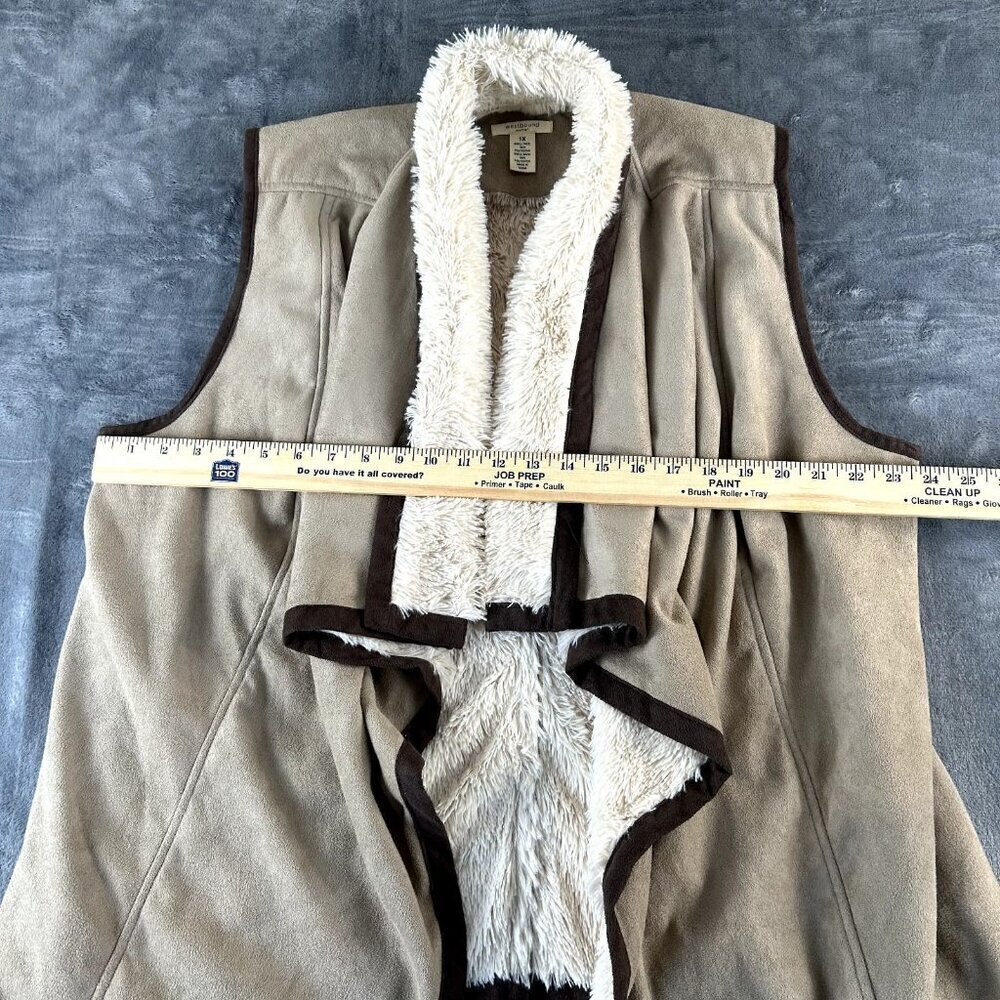 Westbound Women's Tan Faux Suede Vest Water Fall Open Front Size 1X - Picture 4 of 6